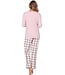 Warme dames pyjama broek met viscose-mix roze top ‘champagne pink check’