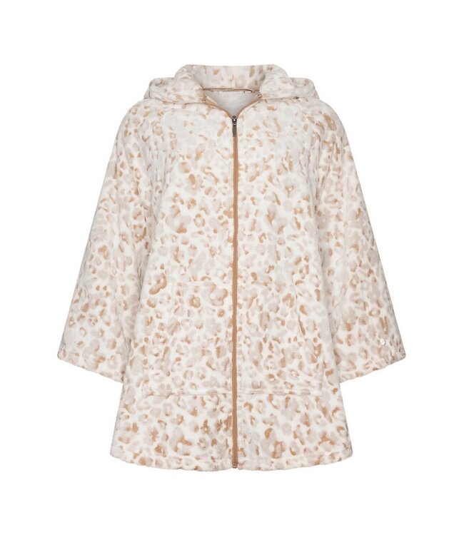 Zachte fleece dames poncho met capuchon ‘chic flower’
