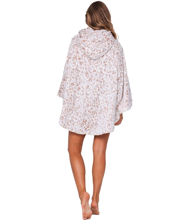 ladies soft fleece hooded poncho 'chic flower'
