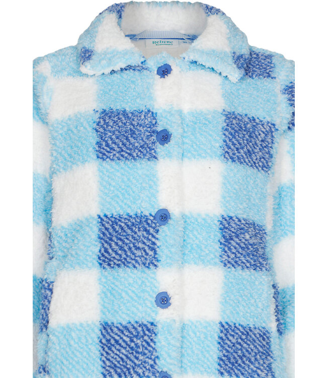 Warme sherpa-fleece lounge-huispak met knopen 'chunky checks'