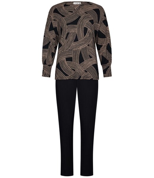 Pastunette Premium Luxe Ecovero viscose-elastaan lounge pyjamaset met v-hals 'abstract art'
