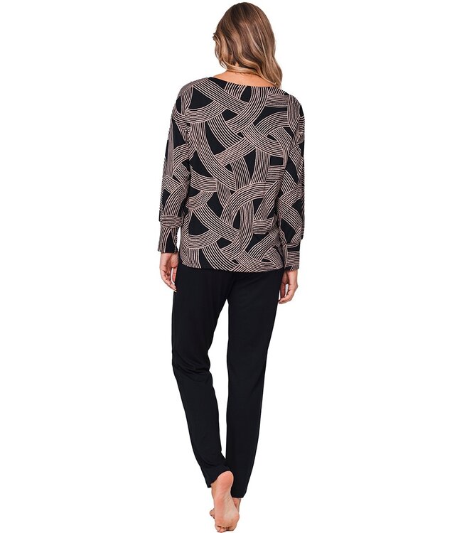 luxury ecovero viscose, elastane v-neck luxury lounge pyjama set 'abstract art'