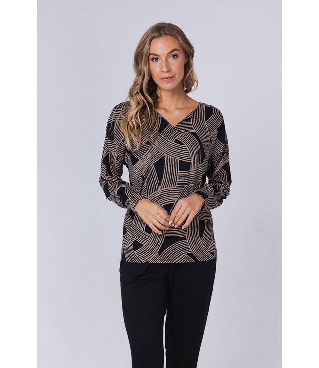 luxury ecovero viscose, elastane v-neck luxury lounge pyjama set 'abstract art'