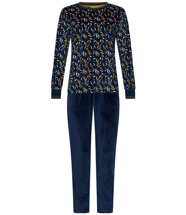 teal green soft velvet fleece home lounge suit 'abstract forest flowers'
