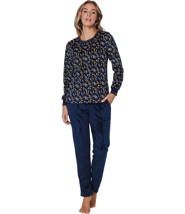 teal green soft velvet fleece home lounge suit 'abstract forest flowers'