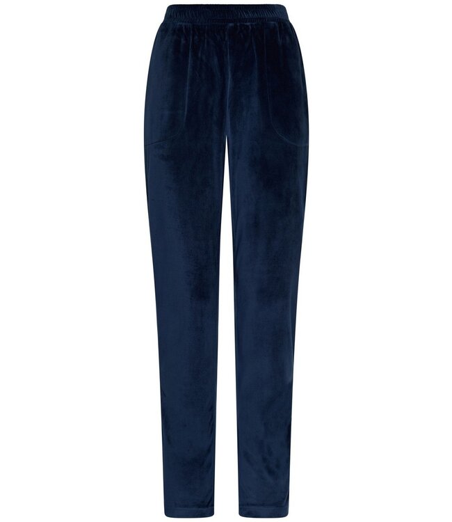 Blauwgroen lounge- huispak van zachte velours fleece 'abstract forest flowers'