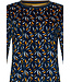 Blauwgroen lounge- huispak van zachte velours fleece 'abstract forest flowers'