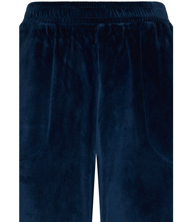 Blauwgroen lounge- huispak van zachte velours fleece 'abstract forest flowers'