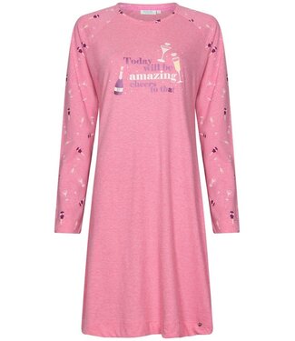 Rebelle Nachthemd met lange mouwen van katoen-polyester-mix 'fun o'clock'