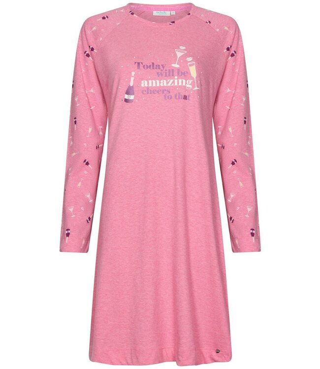 Nachthemd met lange mouwen van katoen-polyester-mix 'fun o'clock'