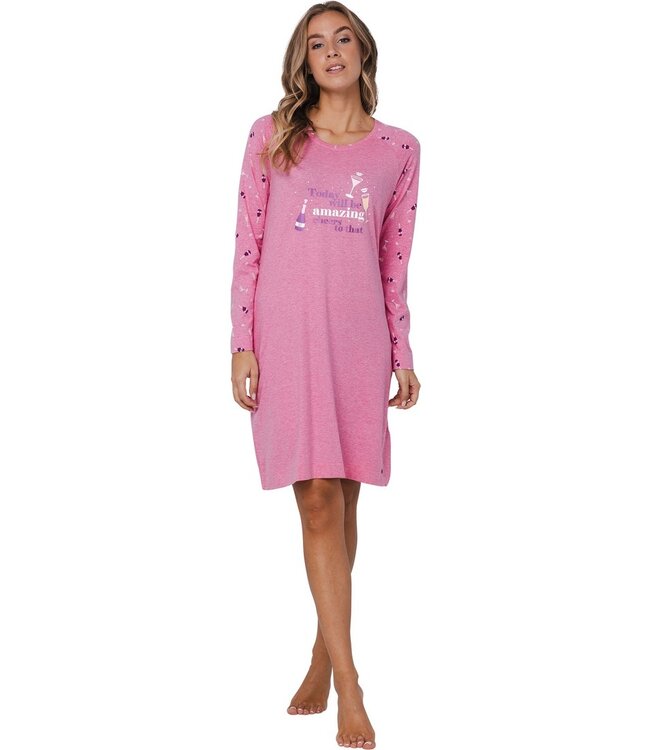 long sleeve cotton mix nightdress 'fun o'clock'