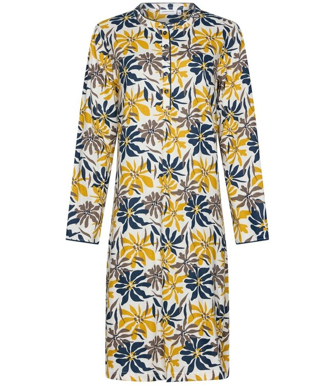 Katoenen dames nachthemd met lange mouwen en knoopjes 'forest flowers'
