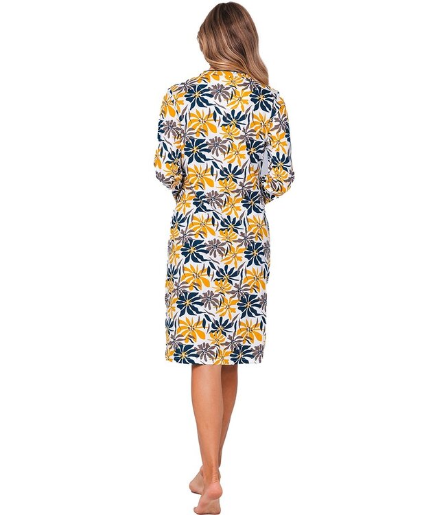 Katoenen dames nachthemd met lange mouwen en knoopjes 'forest flowers'