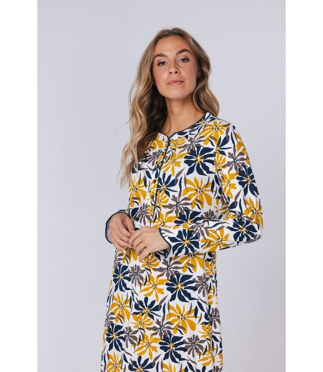 ladies long sleeve cotton nightdress with buttons 'forest flowers'