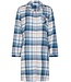 Doorknoop dames nachthemd met lange mouwen van katoenflanel 'cool blue checks'
