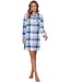 ladies long sleeve, full button, cotton flannel nightdress 'cool blue checks'