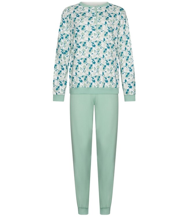 ladies 100% cotton interlock pyjama set with buttons 'winter flowers'