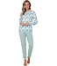 ladies 100% cotton interlock pyjama set with buttons 'winter flowers'
