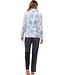 Dames huispak met ritssluiting van flanel-fleece reliëfstof 'silver snowflakes'