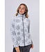 Dames huispak met ritssluiting van flanel-fleece reliëfstof 'silver snowflakes'