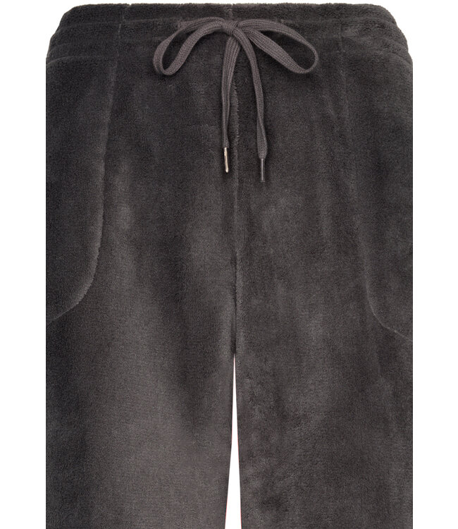 Dames huispak met ritssluiting van flanel-fleece reliëfstof 'silver snowflakes'