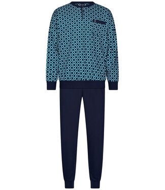 Robson Heren pyjamaset met lange mouwen en knopen van katoen 'groovy circles'