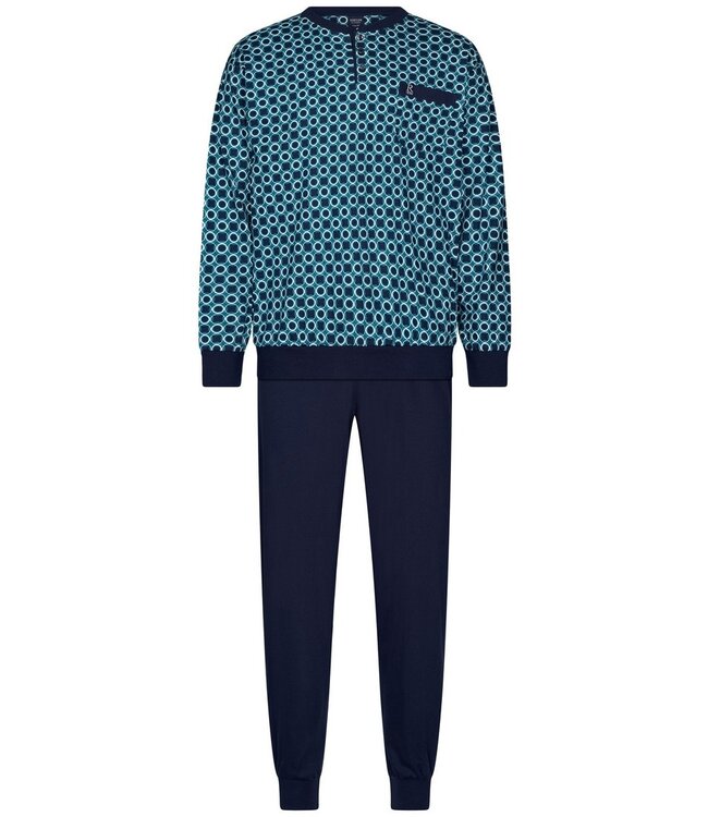 Heren pyjamaset met lange mouwen en knopen van katoen 'groovy circles'