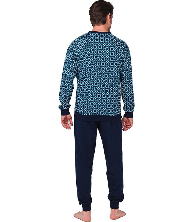 Heren pyjamaset met lange mouwen en knopen van katoen 'groovy circles'