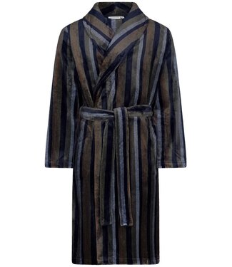 Pastunette for Men Heren overslag fleece ochtendjas 'modern stripes'