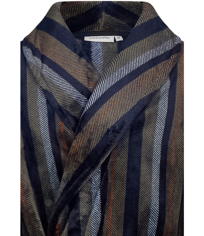 Heren overslag fleece ochtendjas 'modern stripes'