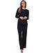 Luxe donkergrijs lounge relax-huispak 'soft subtle stripe'