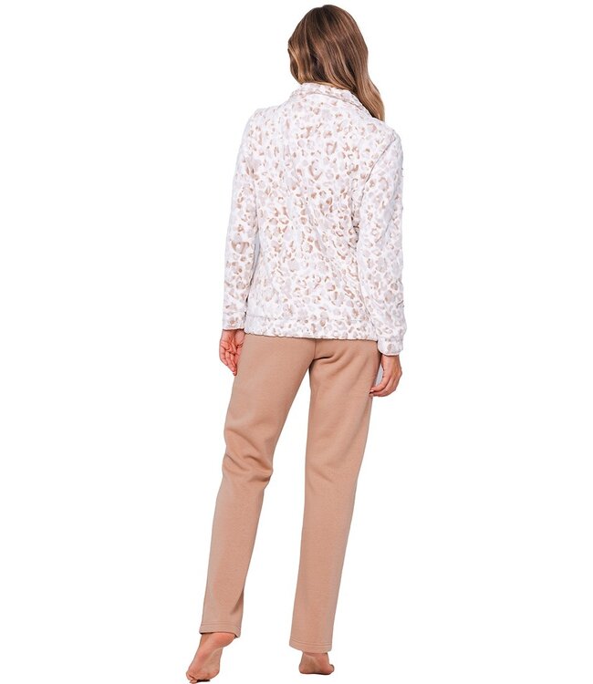 Dames lounge-huispak van zachte fleece ‘chic flower’