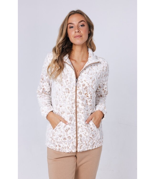 Dames lounge-huispak van zachte fleece ‘chic flower’