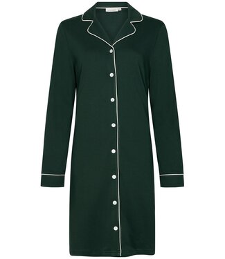Pastunette Premium Luxe dames doorknoop nachthemd van katoen-interlock 'chic green beauty'
