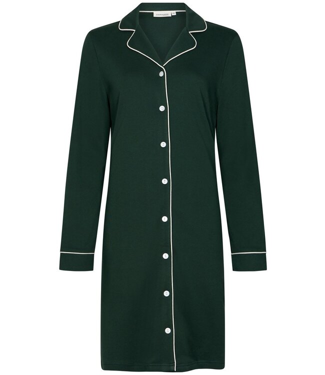 Luxe dames doorknoop nachthemd van katoen-interlock 'chic green beauty'