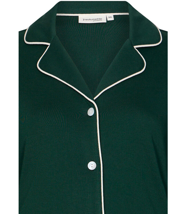 ladies luxury full button cotton interlock nightdress 'chic green beauty