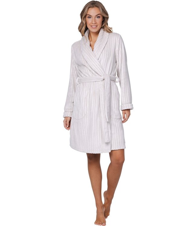 luxury soft flannel fleece wrap-over morning gown 'soft stripes'