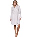 Luxe zachte flanel-fleece overslag ochtendjas 'soft stripes'