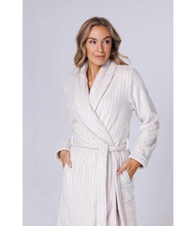 luxury soft flannel fleece wrap-over morning gown 'soft stripes'