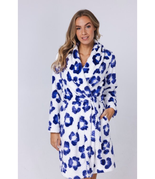 embossed fleece wrap-over morninggown 'chic flower'