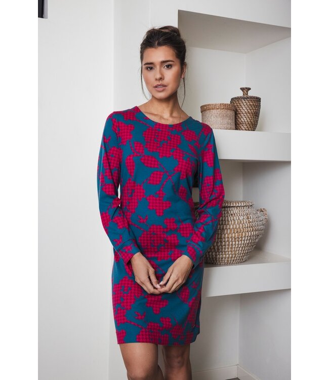 ladies long sleeve cotton-modal nightdress 'bold flower'