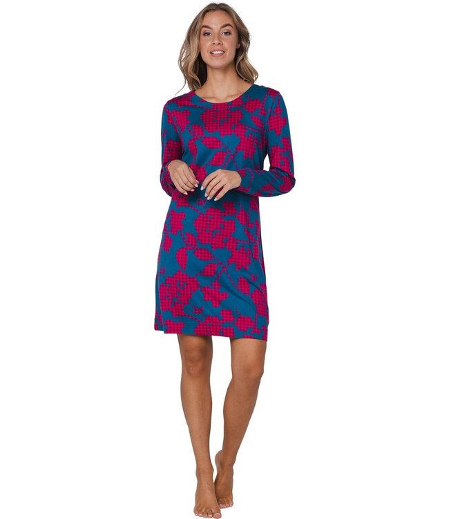 ladies long sleeve cotton-modal nightdress 'bold flower'