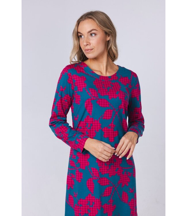 ladies long sleeve cotton-modal nightdress 'bold flower'