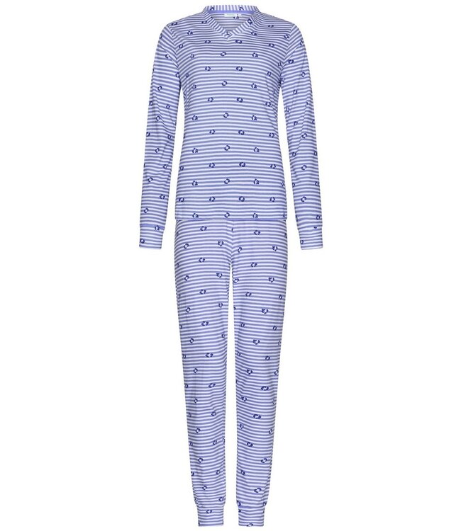 ladies v-neck organic cotton pyjama 'stripey flower'