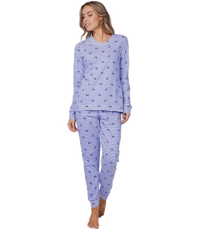 ladies v-neck organic cotton pyjama 'stripey flower'