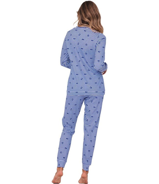 ladies v-neck organic cotton pyjama 'stripey flower'