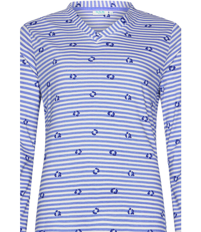 ladies v-neck organic cotton pyjama 'stripey flower'