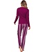 Dames pyjamaset met knopen van bio-katoen 'smart stripes'
