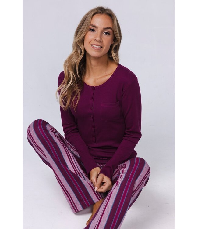 organic cotton pyjama set with buttons 'smart stripes'