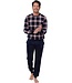 men's blue velvet home lounge suit 'modern checks'